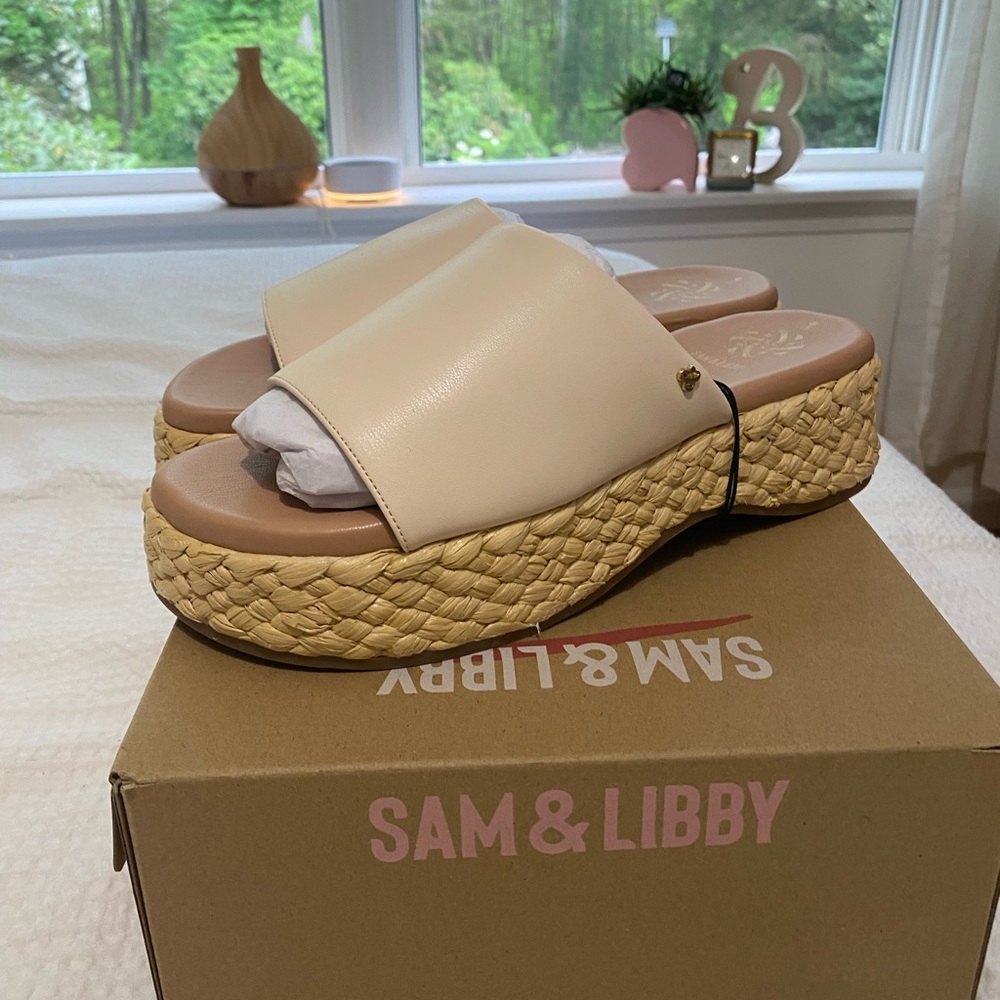 Sam & Libby Rattan Platform Sandals